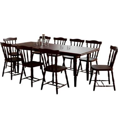 Imagem de Mesa Retangular 250X90 10 Cadeiras Madeira Macica Pes Torneados Marjori