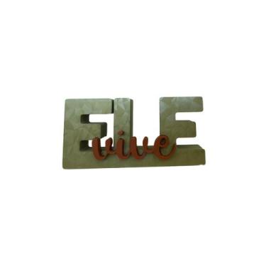 Imagem de Letreiro Ele Vive Placa Minimalista Bíblico Cristão Decorativo Moderno