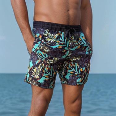 Imagem de Short Praia Masculino Bermuda Curta Tactel Estampado Floral-Masculino