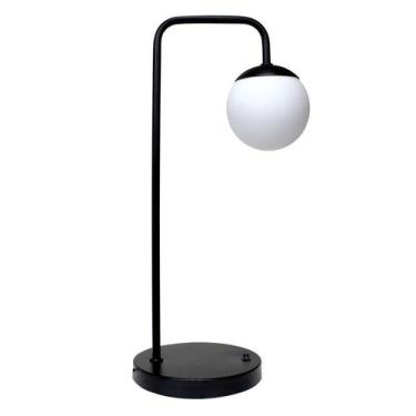 Imagem de Luminária De Mesa Retrô Com Vidro Branco Fosco + Lâmpada LED - I9LED, 