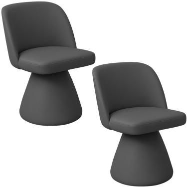 Imagem de Kit 02 Cadeiras De Jantar Base Giratória Liz Corano Cinza Escuro - Nexta Casa