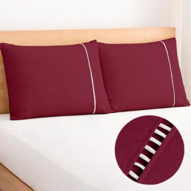 Imagem de Kit 2 Fronhas Ponto Palito 90x50cm Especial Percal 180 Fios 80% Algodã