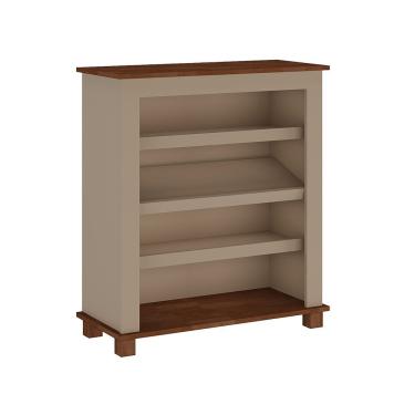 Imagem de Sapateira 6025 3 Prateleiras 78,5CM em Madeira MDF Maciça Laqueado Amêndoa Retrô Rústic...