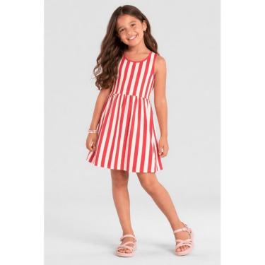 Imagem de Vestido infantil menina listrado Brandili -Vermelho-Feminino