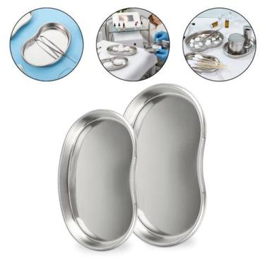 Imagem de Kit 2 Bandejas Aço Inox Cuba Rim Pequena Grande Consultório - Arte Sed