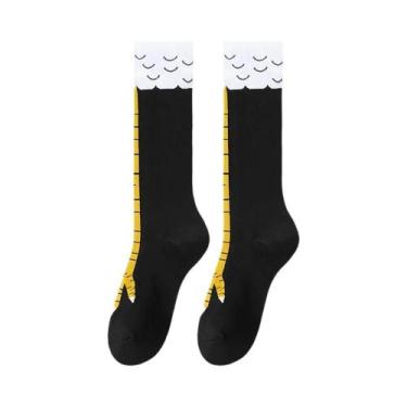 Imagem de Meias Altas Divertidas Para Mulheres Com Estampa De Pés De Galinha, Me