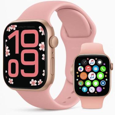 Imagem de Smartwatch Feminino Rosa Série 10 Bluetooth Compatível Xiaomi Samsung 