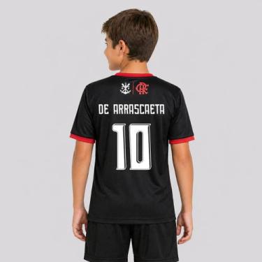 Imagem de Camisa Flamengo Emoção Juvenil Listrada 10 De Arrascaeta - Braziline, 