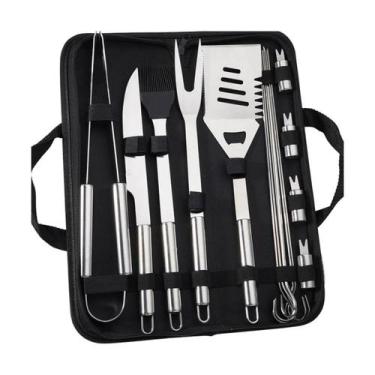 Imagem de Kit Churrasco Inox Premium 16Pcs com Estojo Bel - Belfix