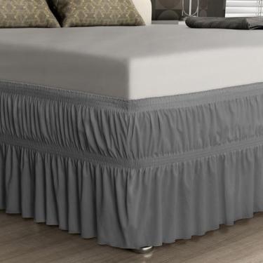Imagem de Saia Box para Cama King de Malha - Adomes, Cinza