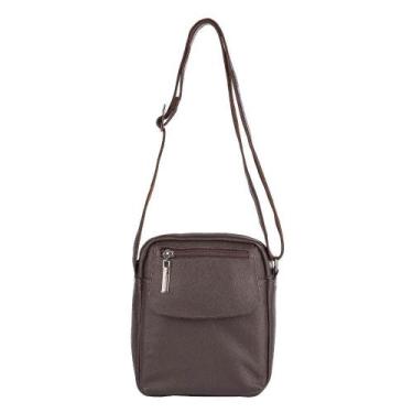 Imagem de Bolsa Tiracolo Masculina de couro Yuri café - Vira Vento, Café
