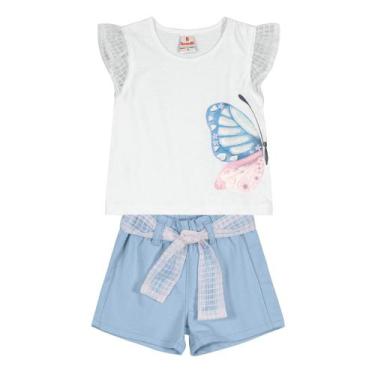 Imagem de Conjunto Roupa Infantil Brandili Menina Blusa Manga Curta Estampa Borb