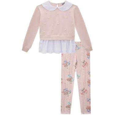 Imagem de Conjunto Infantil Menina Inverno De Moletom Flanelado Calça Apeluciada