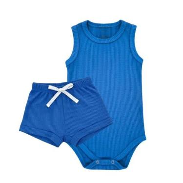 Imagem de Body Bodie Regata Bebê Canelado + Bermudinha Tapa Fraldas - Fofotinhos