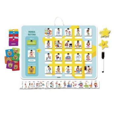 Imagem de Brinquedo Infantil Didático Quadro Minha Rotina Estrelinhas com Atividades Metas e Emoções Babebi