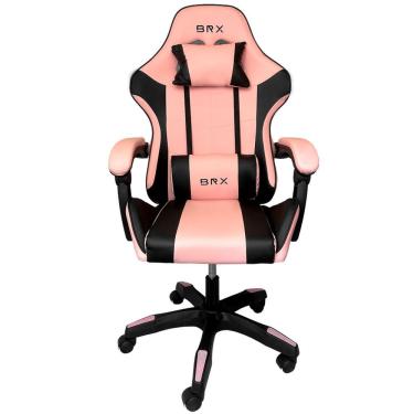 Imagem de Cadeira Gamer Impact Pink Br-X Tecido com Pistão a Gás Rotação 360o Reclinável Preto e Pink