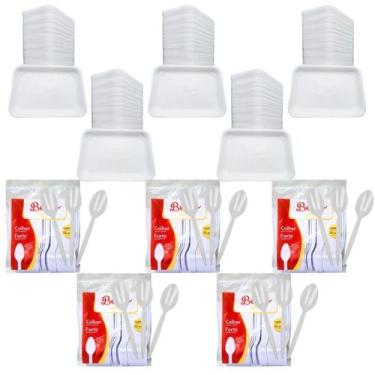 Imagem de Kit 1000 Churrasco Bandeja B2 + Colher Refeição Descartavel - Crgfesta