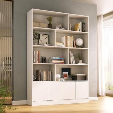 Imagem de Estante de Livros 100% MDF 124,5CMX180,5cm 4 Portas 8 Nichos Versatile