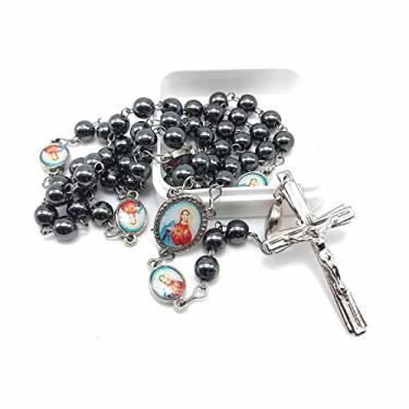 Imagem de Terço De Hematita Sagrado Coração De Maria