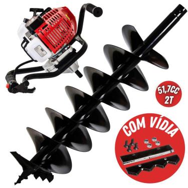 Imagem de Perfurador De Solo Profissional Kawashima ED252BD á Gasolina 2T 52cc Com Broca Duplo Espiral e Vídia 80x20cm Ideal como Ferramanenta de Mineração