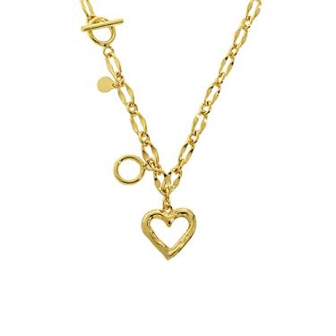 Imagem de YUHUAWF Colar de prata esterlina 925 luxo em forma de coração colar de corrente pesada pingente de luxo joia requintada pingente de festa jóias ajustável para mulheres