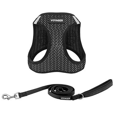 Imagem de Voyager Coleira de malha para todos os climas e coleira reflexiva para cães de 1,5 m com alça de neoprene, para filhotes de raças pequenos, médios e grandes da Best Pet Supplies - Cinza (2 tons), GG
