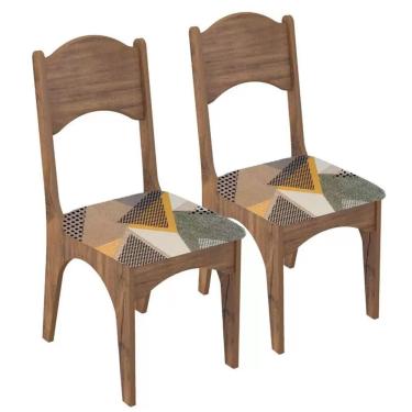 Imagem de Kit 2 Cadeiras para Sala de Jantar 100% mdf Assento Estofado CA18 Nobre/Havana - Dalla Costa