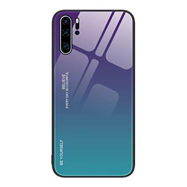 Imagem de HONGYAN Capa de telefone Para Huawei P30 Pro Gradient Color Glass Case Capa protetora