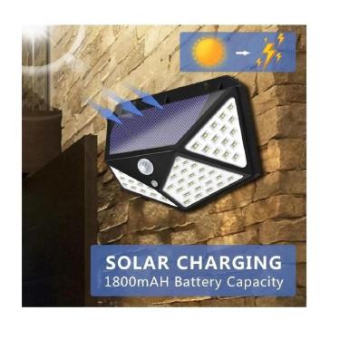 Imagem de Luminária Solar 100 Leds Bateria Luz Jardim Prova D`Água