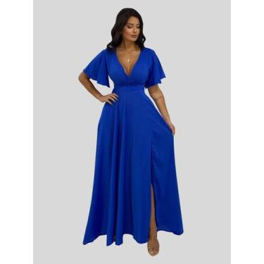 Imagem de Vestido Longo Fluido Luisa Nana Marie Azul Royal