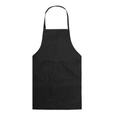 Imagem de Avental de Chefs Senrise, cor lisa, unissex, durável, confortável com bolso frontal lavável para cozinhar assar, cozinhar, cozinhar, restaurante artesanal, H17005B, Preto, 70CMx60CM