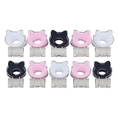 Imagem de Yi Concept Clipes de papel médio em forma de gato, clipes de fichário, fácil de segurar, cores sortidas, material de escritório escolar, conjunto com 10 peças