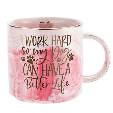 Imagem de Presentes para cães e mães para mulheres – Presente para amante de cães para mãe, namorada, esposa, irmã, tia, melhor amiga, melhor amiga – Caneca de café para filhotes – Presente I Work Hard So My Dog Can Have a Better Life – Copo de 326 g