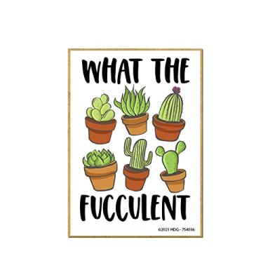 Imagem de Honey Dew Gifts, What The Fucculent White, 6,5 cm por 8,9 cm, feito nos EUA, decorações de armário, ímãs de geladeira, ímãs de geladeira, ímãs decorativos engraçados, amantes de suculentas, cacto Mom