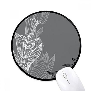 Imagem de DIYthinker Tapete de mouse de grão de arte colorida de plantas de flores para escritório tapete redondo para computador