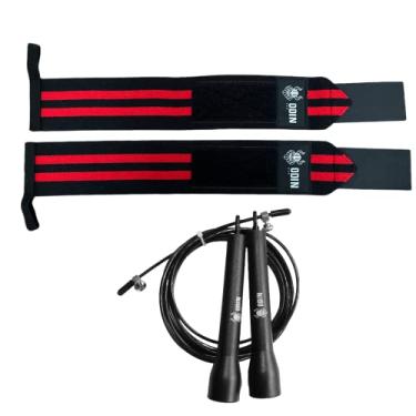Imagem de Kit Corda De Pular Rolamento Speed Rope e Munhequeira Protetor de Pulso Punho Cross Odin Fit