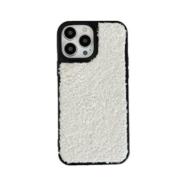 Imagem de Estilo elegante outono inverno cor sólida capa de telefone de casal de pelúcia capa para iphone 14 13 12 11 pro xs max case, b, para iphone 12promax