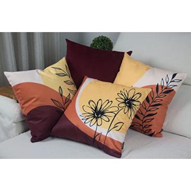 Imagem de Kit 4 Capas de Almofada Floral Suede Ziper Invisível 45x45cm (Margarida - 45 x 45cm)