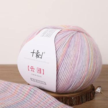 Imagem de SHIKE Fio multicolorido colorido de lã macia arco-íris de algodão para tricô ou crochê. 38% algodão, 18% lã, 44% acrílico, 200g 458m (YT15)