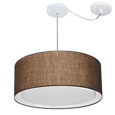 Imagem de Lustre Pendente Cilíndrico com Desvio de Centro Cúpula Tecido 25/50x40 cm, Vivare Iluminação, Pendente4314 LC, Café, Médio