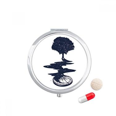 Imagem de Caixa de comprimidos com padrão de arte de árvore de bússola, caixa de armazenamento de medicamentos, dispensador de recipiente