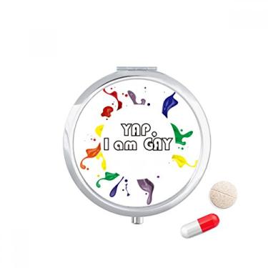 Imagem de LGBT Porta-comprimidos com bandeira de arco-íris Yap I Am Men caixa de armazenamento de remédios dispensador