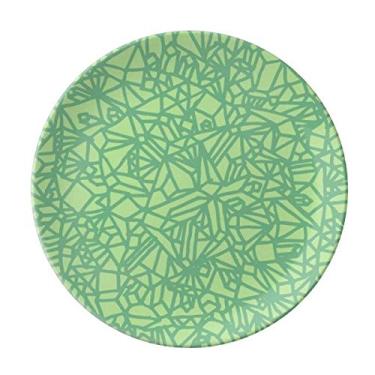 Imagem de Padrões verdes entrelaçados Placa abstrata decorativa de porcelana Salver Prato de jantar