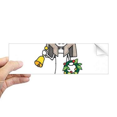 Imagem de DIYthinker Adesivo retangular de para-choque Antlers Bastet Guirlanda de sino para notebook decalque de janela