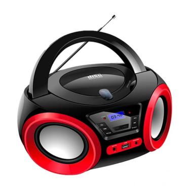 Imagem de Rádio portátil FM MP3 Bluetooth USB BD-1370 Lenoxx preto e vermelho