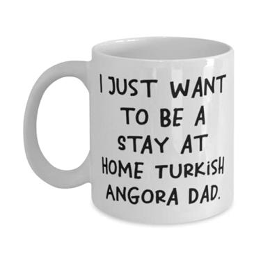 Imagem de Love Turkish Angora Cat, I Just Want to Be a Stay at Home Angora Dad turco, aniversário motivacional 325 g caneca para gato pai
