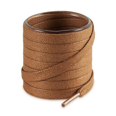 Imagem de Cadarços de algodão encerados planos Shoemate para botas e sapatos sociais com 4 agulhas de ponta de cadarço, 10 Tan, 20"(50cm)