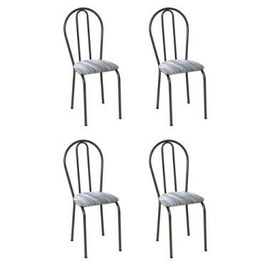 Imagem de Conjunto 4 Cadeiras Hécate Cromo Preto E Linho - Artefamol