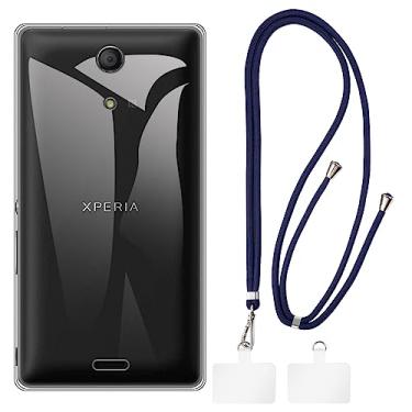 Imagem de Shantime Capa Sony Xperia ZR M36H + cordões universais para celular, pescoço/alça macia de silicone TPU capa protetora para Sony Xperia ZR LTE C5503 (4,5 polegadas)
