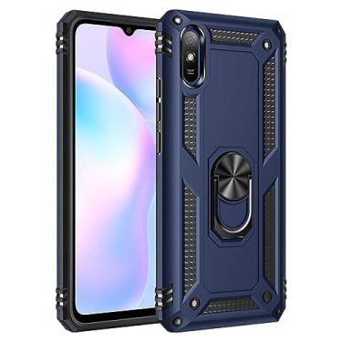 Imagem de Para Xiaomi 9 9A 9AT 9C 9T 10 10A 10C Estojo de telefone blindado à prova de choque para Redmi 9 Power 10 Prime Ring Stand Bumper Cover Back Cover, Blue, For 9 Prime